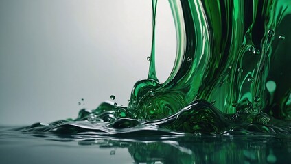 Canvas Print - Green liquid background with fluid shape elements. Vector illustration.