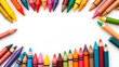 © Tark - Colorful wax crayons set for preschool back to school theme with blank area. Generative AI