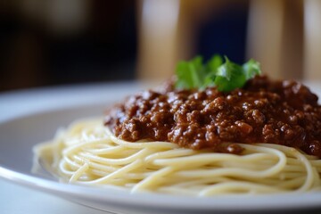 Canvas Print - Spaghetti with Meat Sauce - A Close-Up