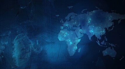 Blue map of the world on a dark background
