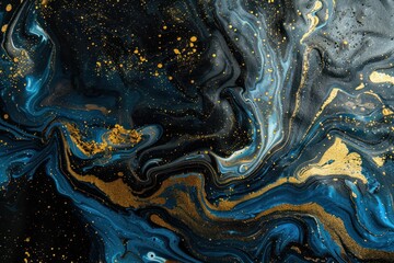 Wall Mural - Abstract Swirls of Blue and Gold