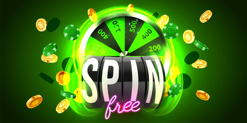 Wall Mural - Free spin. Black slot machine wins the jackpot. 777 Big win concept. Casino jackpot.