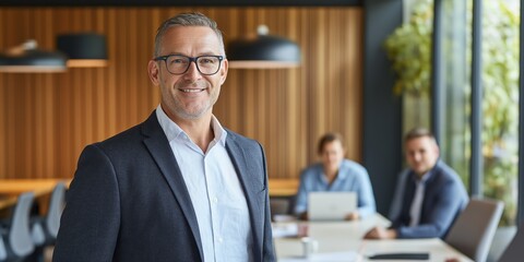 Poster - A Professional Business Meeting occurs in a modern office designed for efficiency, collaboration, and communication, enabling executives and employees to share valuable ideas and strategies