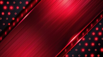 Wall Mural - Digital abstract with a dominant red color scheme, featuring elements like stripes, circles, and glowing effects