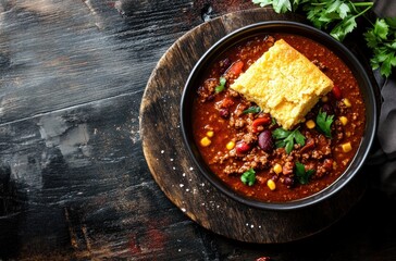 Poster - Spicy Chili Con Carne with Cornbread Topping