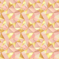 Wall Mural - Seamless geometric abstract background. Golden and soft pink triangles