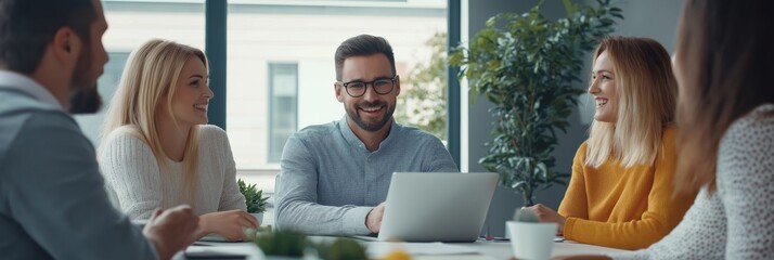 Poster - The Collaborative Business Meeting takes place in a modern office space, where professionals engage in productive discussions, share innovative ideas, and strategize for future success