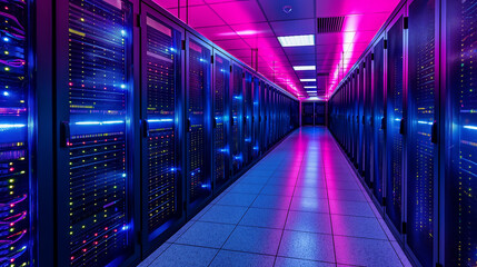 Poster - Servers data center room .