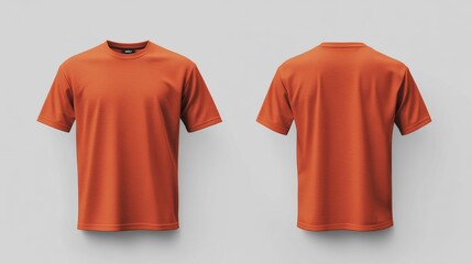 Blank orange short sleeve t-shirt mockup