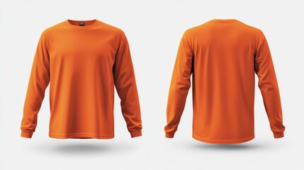 Wall Mural - Blank orange long sleeve t-shirt mockup