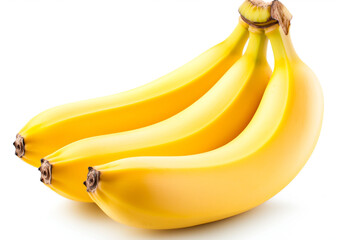 Wall Mural - ripe delicious yellow bananas on white background