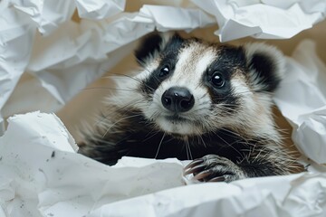 Canvas Print - Badger in Crumpled Paper