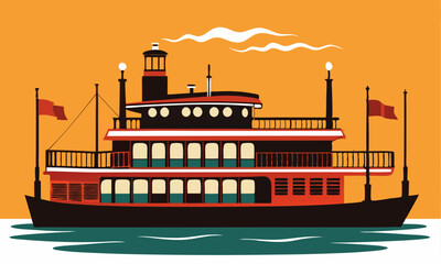 Download Riverboat Silhouette Vector Illustration Svg File For Design.