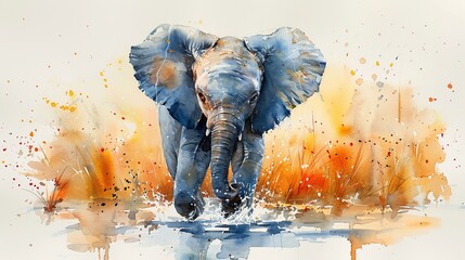 Canvas Print - Watercolor Elephant Painting