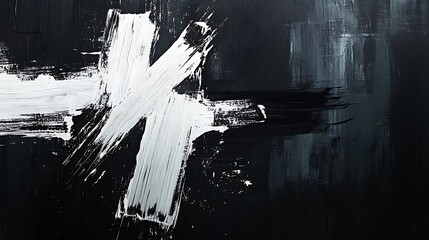 Wall Mural - Abstract Black and White Canvas with Thick Paint Strokes