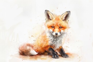 Poster - Watercolor Painting of a Cute Fox