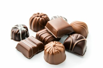 Wall Mural - Chocolate sweets isolated on a white background.  Chocolate sweets isolated on a white background.