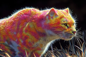 Wall Mural - A Close-Up of a Feline with Iridescent Fur