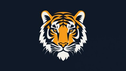 Wall Mural - A zoo icon with a tigerâ€™s face in bold, striking lines, perfect for a zoo logo.