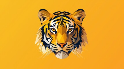 Wall Mural - A zoo icon with a tigerâ€™s face in bold, striking lines, perfect for a zoo logo.