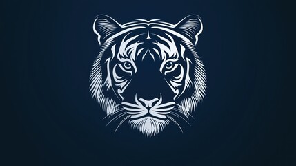 Wall Mural - A zoo icon with a tigerâ€™s face in bold, striking lines, perfect for a zoo logo.