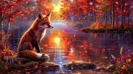 Poster - A red fox 