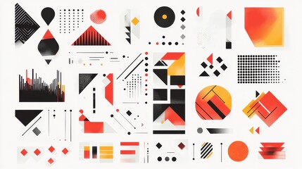 Aufkleber - A vector set collection of geometric shapes and abstract designs, ideal for use in modern graphic design projects. The elements are crisp and versatile.