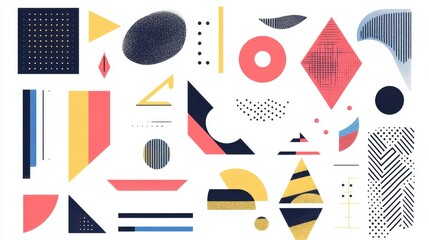 Aufkleber - A vector set collection of geometric shapes and abstract designs, ideal for use in modern graphic design projects. The elements are crisp and versatile.
