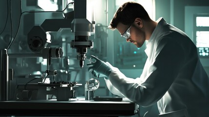 Poster - Scientist Working with Precision Equipment in a Laboratory