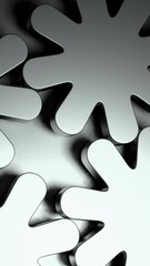 Poster - Yellow and white light background. Design. Small metal parts rotating in a circle in 3D format.