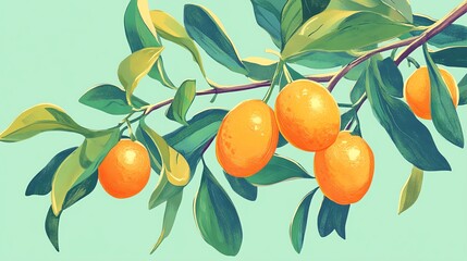 Wall Mural - apricots on a branch