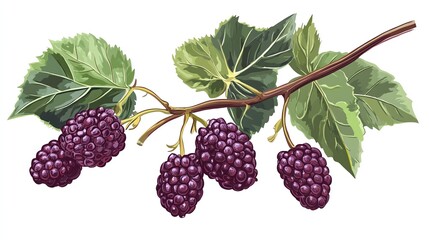 Wall Mural - blackberry on a branch