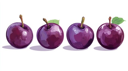 Wall Mural - eggplants isolated on white background