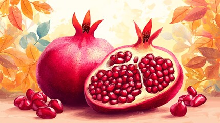 Wall Mural - pomegranate fruit on black background