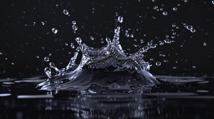 Poster - Dynamic Puddle Splash with Water Droplets on Studio Backdrop for Vibrant Visuals