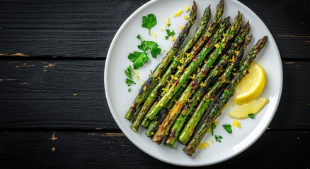 Wall Mural - Grilled Asparagus with Lemon and Parsley