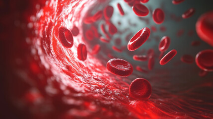 A close up of red blood cells in a vein