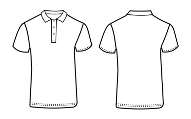 Wall Mural - T-shirt , polo, t-shirt, outline, vector illustration, template. Back and front of t-shirt. 