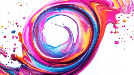 Wall Mural - Colorful Liquid Motion Flow Explosion on White Background Generative AI