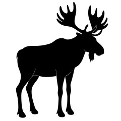 Moose Silhouettes Vector Animal Illustration on White Background