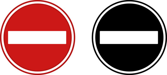 Poster - No Entry Signs. Warning Road Signs. Red, Black, and White Vector Icons