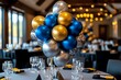 © Thanyarat - Balloon Metallic, Anniversary, and Elegant shown in an elegant indoor event where metallic balloons in silver and gold create a sophisticated atmosphere