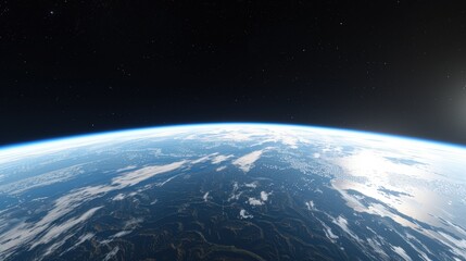Wall Mural - high-resolution view of the horizon with visible atmospheric layers and the thin blue line separatin