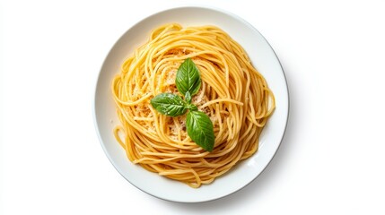 Delicious Spaghetti Plate on White Background, Perfect for Food Advertising Generative AI