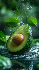 Wall Mural - Gourmet Avocado with Splashes of Water