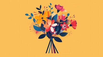 Poster - modern bouquet icon with a clean, abstract design