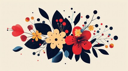 Poster - modern bouquet icon with a clean, abstract design