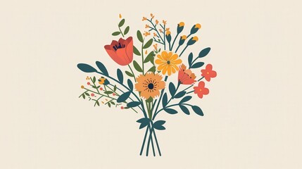 Poster - modern bouquet icon with a clean, abstract design