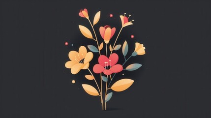 Poster - modern bouquet icon with a clean, abstract design