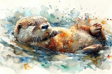 Sticker - Otter Relaxing in Water